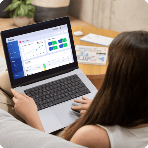 Woman working with Base customer marketing platform